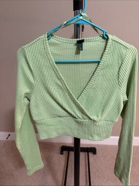 Wild Fable Green Ribbed Crop Top